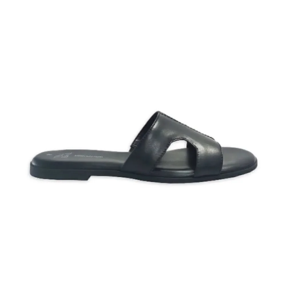 WOMEN’S Black Core H Band Memory Foam Sandals Shoes Size 8